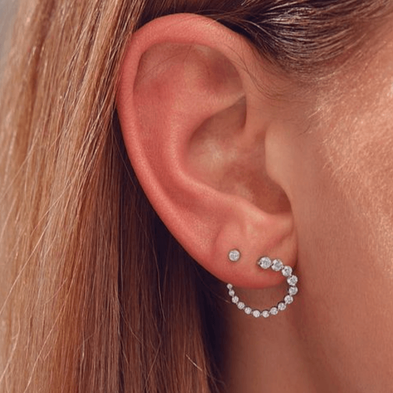 Ear back hoops in diamond | 925 sterling silver