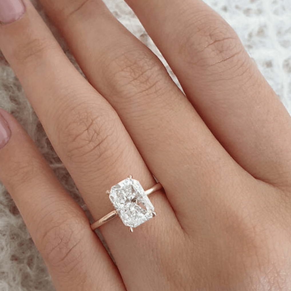 3.38 carat radiant cut ring | IGI Lab grown diamond ring in gold|  IGI Lab grown diamond