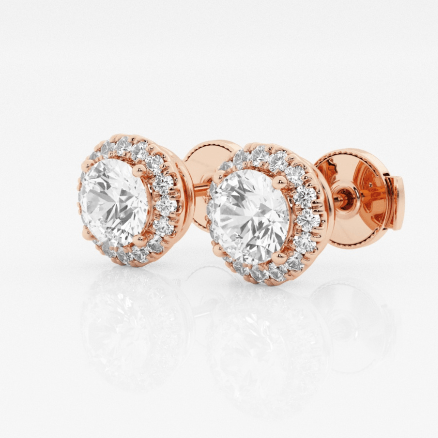 1.3 carat Moissanite halo ear studs | 925 sterling silver | GRA certified