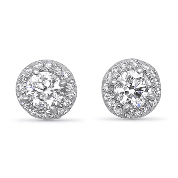 1.3 carat Moissanite halo ear studs | 925 sterling silver | GRA certified