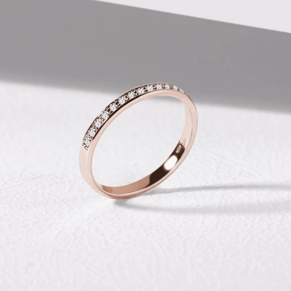 2 mm moissanite round cut eternity band | In 925 sterling silver/14k gold and GRA certified moissanites