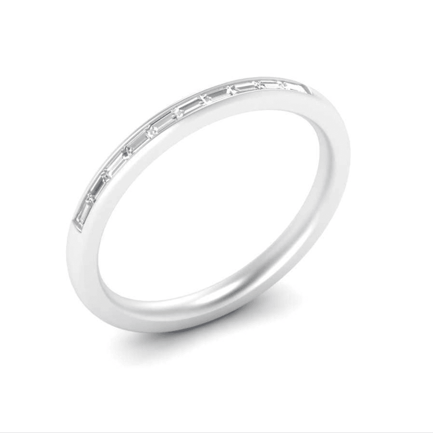 Baugutte half cut moissanite band | In 925 sterling silver/14k gold and GRA certified moissanites