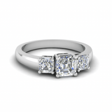 Ascher cut moissanite with side baguettes | In 925 sterling silver/14k gold and GRA certified moissanites