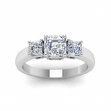 Ascher cut moissanite with side baguettes | In 925 sterling silver/14k gold and GRA certified moissanites