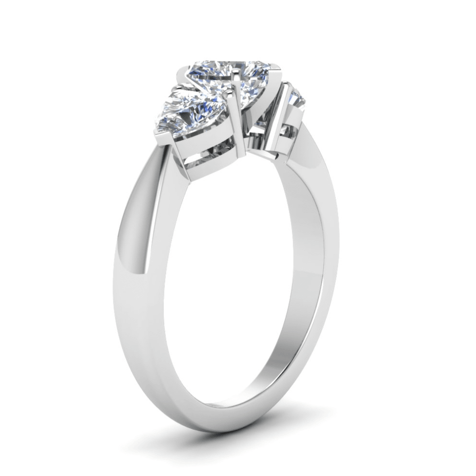 Heart cut moissanite with side baguettes | In 925 sterling silver/14k gold and GRA certified moissanites