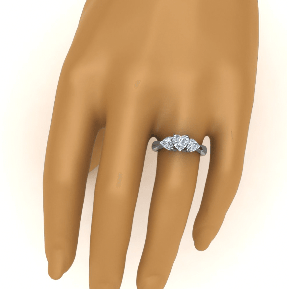 Heart cut moissanite with side baguettes | In 925 sterling silver/14k gold and GRA certified moissanites