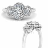 Oval cut moissanite with side round cut | In 925 sterling silver/14k gold and GRA certified moissanites