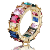 Rainbow crystals Eternity Bands| In 925 sterling silver