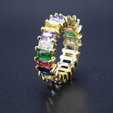 Rainbow crystals Eternity Bands| In 925 sterling silver