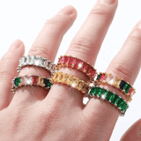 Rainbow crystals Eternity Bands| In 925 sterling silver