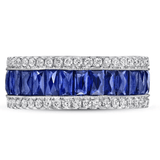 Sapphire crystals with side solitaires Eternity Bands| In 925 sterling silver