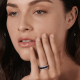 Sapphire crystals with side solitaires Eternity Bands| In 925 sterling silver