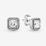 Halo Princess cut diamond pendant set | With chain in 925 silver