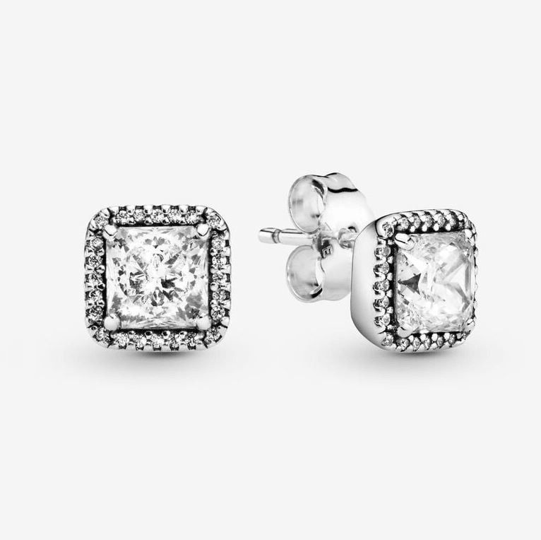Halo Princess cut diamond pendant set | With chain in 925 silver