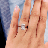 1 carat emerald cut prong moissanite ring | In 925 sterling silver/14k gold and GRA certified moissanites