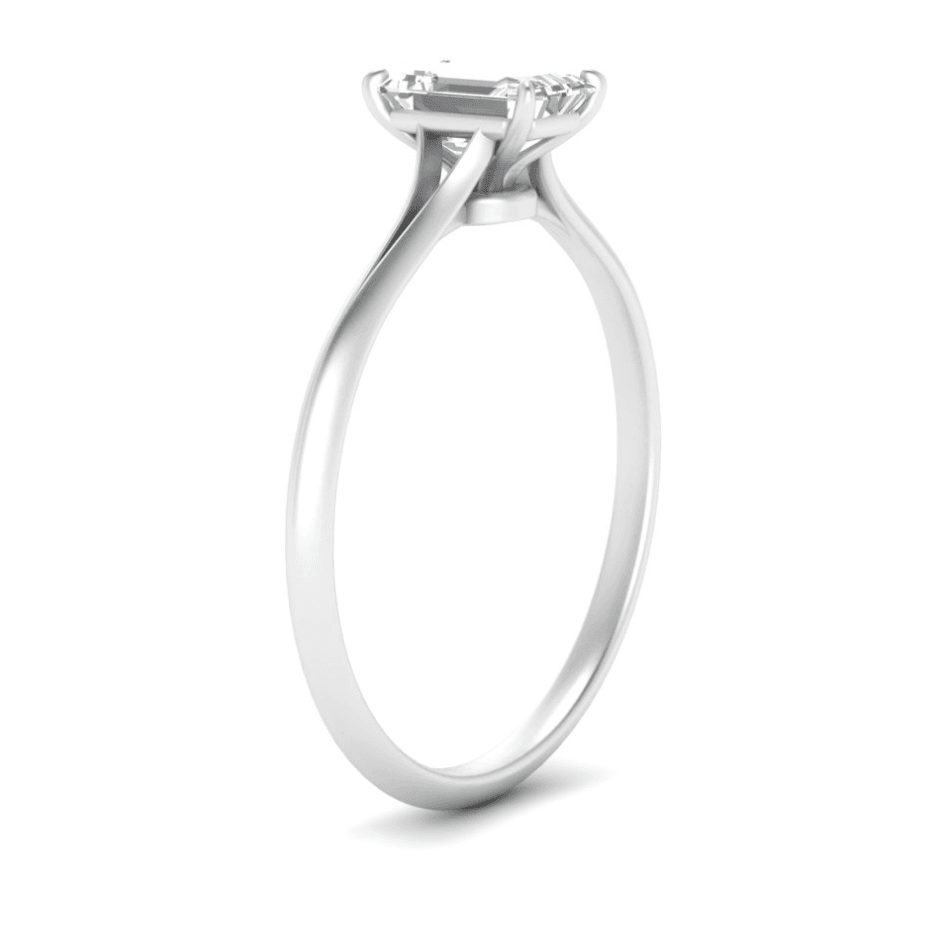 1 carat emerald cut twisted raised moissanite ring | In 925 sterling silver/14k gold and GRA certified moissanites