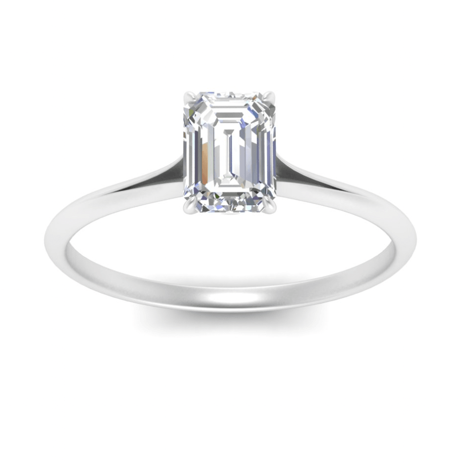1 carat emerald cut twisted raised moissanite ring | In 925 sterling silver/14k gold and GRA certified moissanites