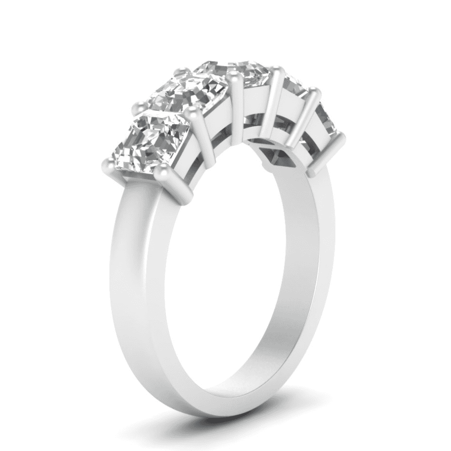 Ascher cut moissanite half band | In 925 sterling silver/14k gold and GRA certified moissanites