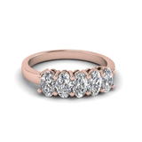Oval cut moissanite half band | In 925 sterling silver/14k gold and GRA certified moissanites