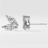 Double marquise Moissanite ear studs | 925 sterling silver | GRA certified
