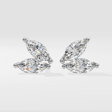 Double marquise Moissanite ear studs | 925 sterling silver | GRA certified