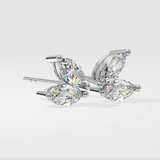 Double marquise Moissanite ear studs | 925 sterling silver | GRA certified