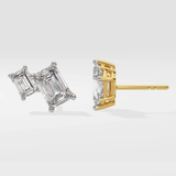 Double emerald cut Moissanite ear studs | 925 sterling silver | GRA certified