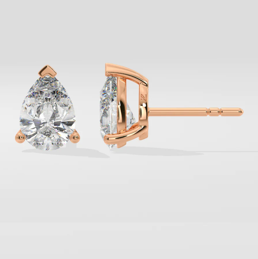 2 carat Pear cut Moissanite ear studs | 925 sterling silver | GRA certified