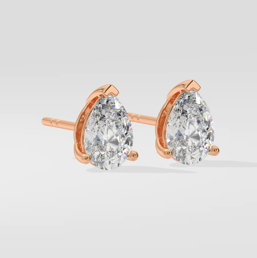 2 carat Pear cut Moissanite ear studs | 925 sterling silver | GRA certified