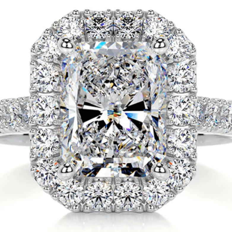 2 carat Invisible halo radiant lab grown diamond ring | IGI lab grown diamond ring in 14k gold | IGI lab grown diamond