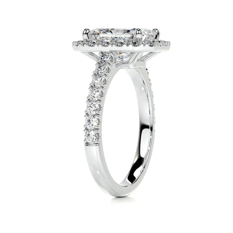 2 carat Invisible halo radiant lab grown diamond ring | IGI lab grown diamond ring in 14k gold | IGI lab grown diamond