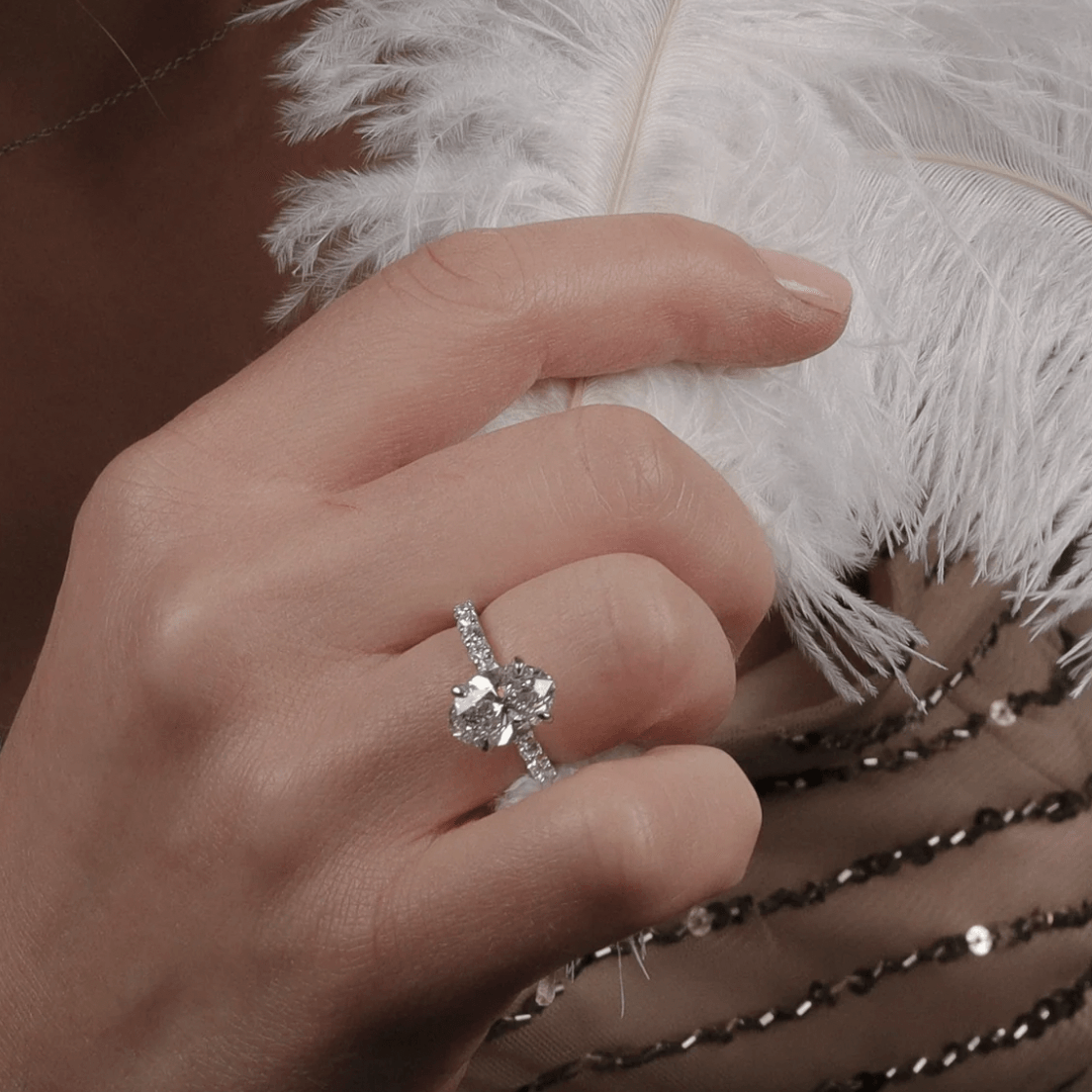 2 carat oval IGI certified lab grown diamond ring |  lab grown diamond ring in 14k gold| IGI certified lab grown diamond