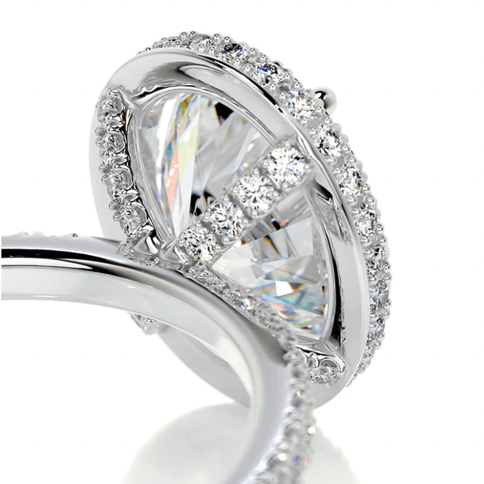 3 carat oval halo IGI lab grown diamond ring |  IGI lab grown diamond ring in 14k gold|  IGI lab grown diamond