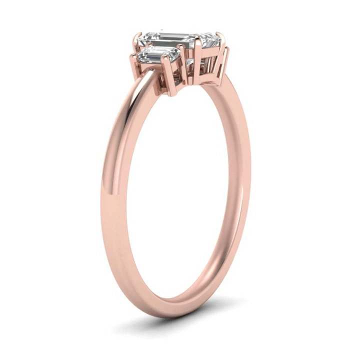 2 carat moissanite emerald cut ring and 1 carat side set emerald cut| Moissanite ring in gold and  925 sterling silver| GRA certified moissanites