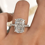 4 carat elongated cushion cut ring | Moissanite ring in gold and  925 sterling silver| GRA certified moissanites