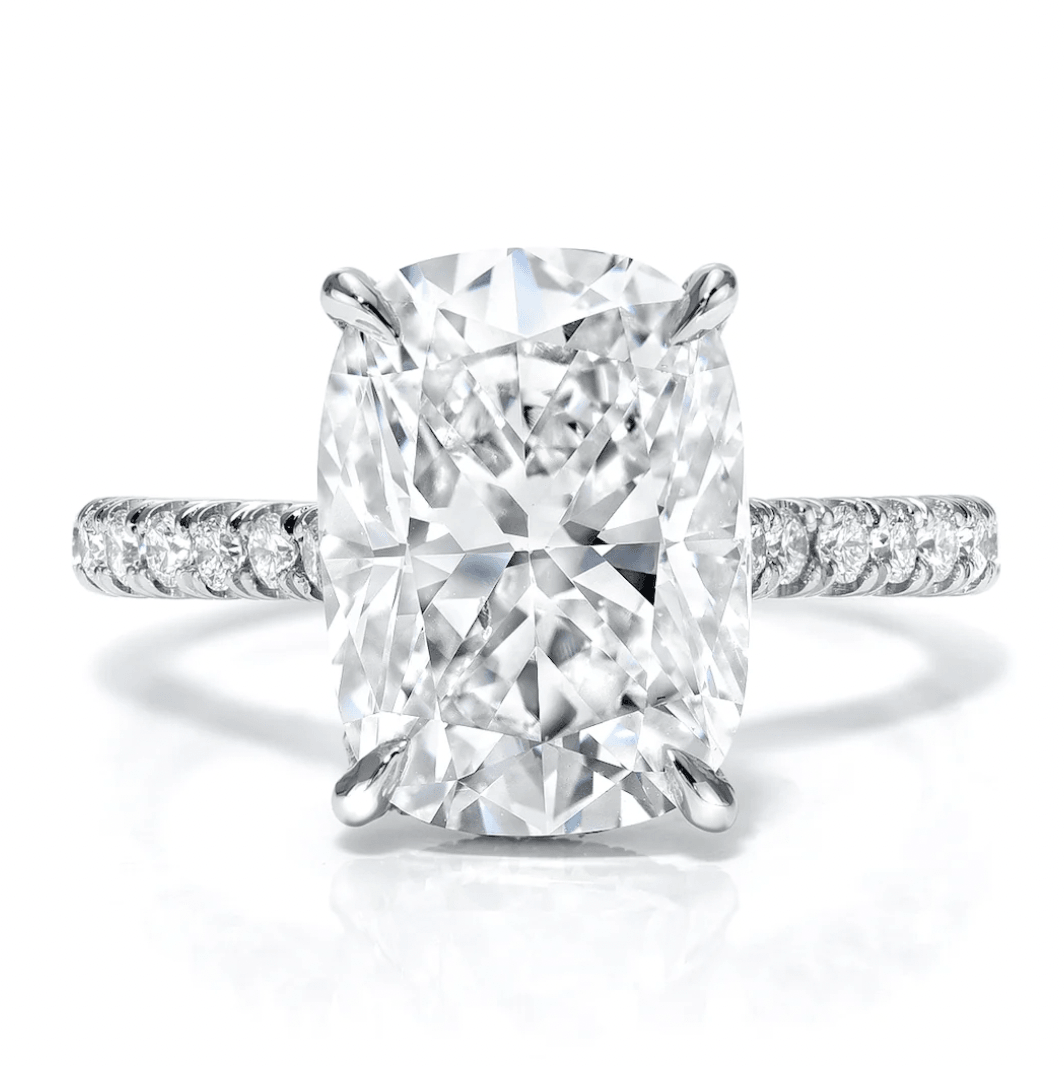 4 carat elongated cushion cut ring | Moissanite ring in gold and  925 sterling silver| GRA certified moissanites
