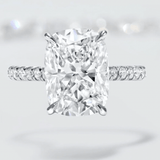 4 carat elongated cushion cut ring | Moissanite ring in gold and  925 sterling silver| GRA certified moissanites