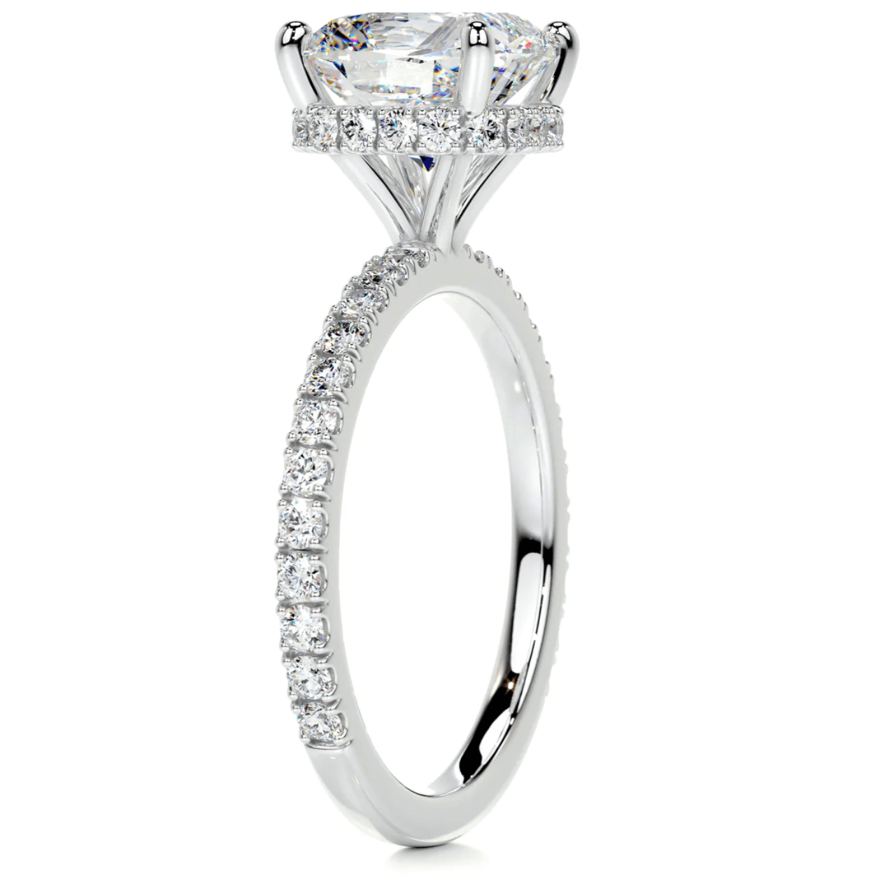 2 carat hidden halo cushion moissanite ring | Moissanite ring in gold and 925 sterling silver| GRA certified moissanites