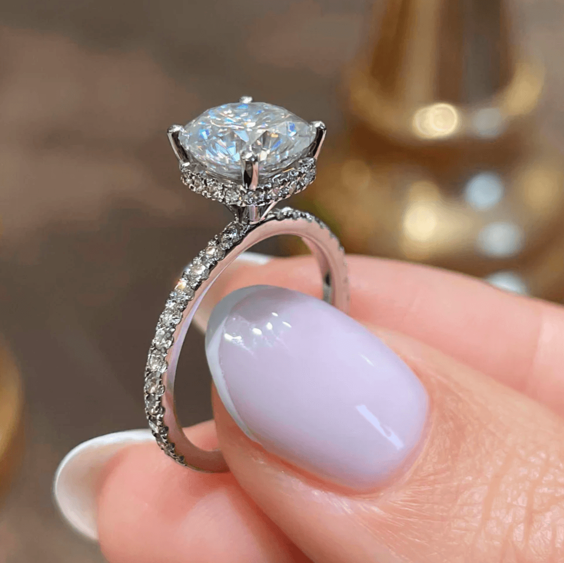2 carat hidden halo cushion moissanite ring | Moissanite ring in gold and 925 sterling silver| GRA certified moissanites