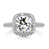 2 carat side halo cushion moissanite ring | Moissanite ring in gold and 925 sterling silver| GRA certified moissanites