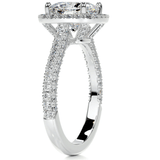 2 carat side halo cushion moissanite ring | Moissanite ring in gold and 925 sterling silver| GRA certified moissanites