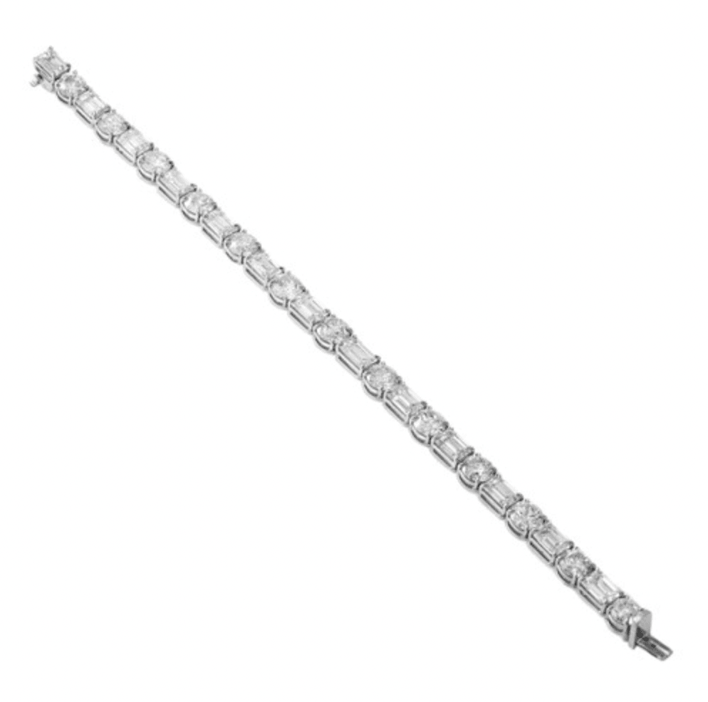 Emerald and round cut moissanite Tennis bracelet | In 925 sterling silver and IGTLJ certified moissanites