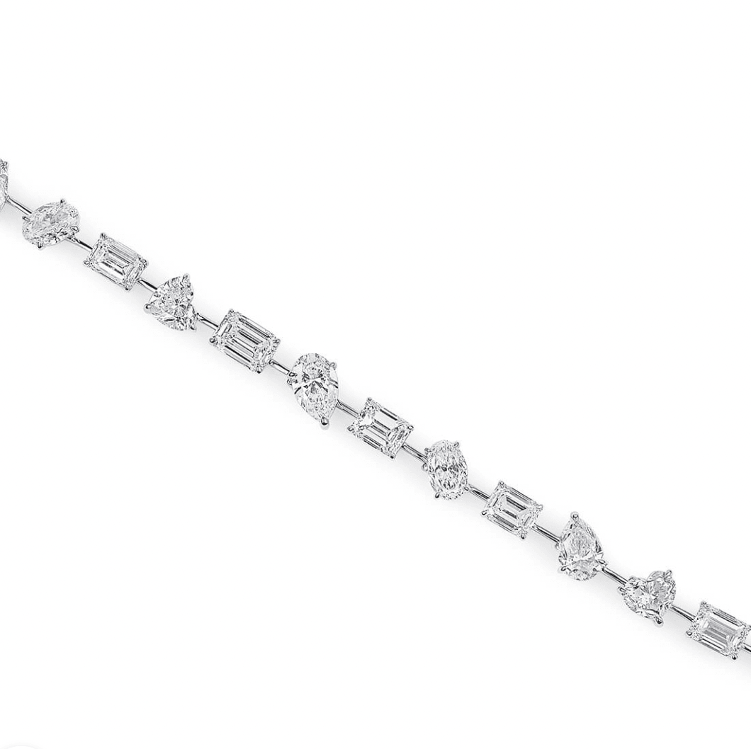 17.23 Carat Mix shape IGI-certified Lab grown diamonds Tennis bracelet | In 14K GOLD/925 sterling silver and IGI certified LGD