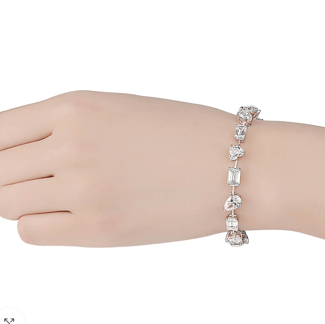 17.23 Carat Mix shape IGI-certified Lab grown diamonds Tennis bracelet | In 14K GOLD/925 sterling silver and IGI certified LGD