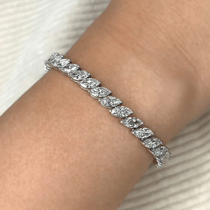 11 Ctw. marquise cut IGTLJ Certified moissanite Tennis bracelet | In 925 sterling silver and IGTLJ certified moissanites