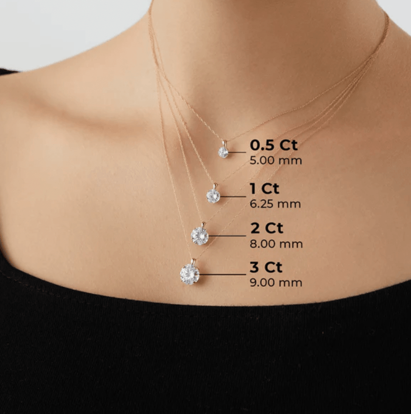 Round cut moissanite pendant | Moissanite pendant in gold and 925 sterling silver| GRA certified moissanites