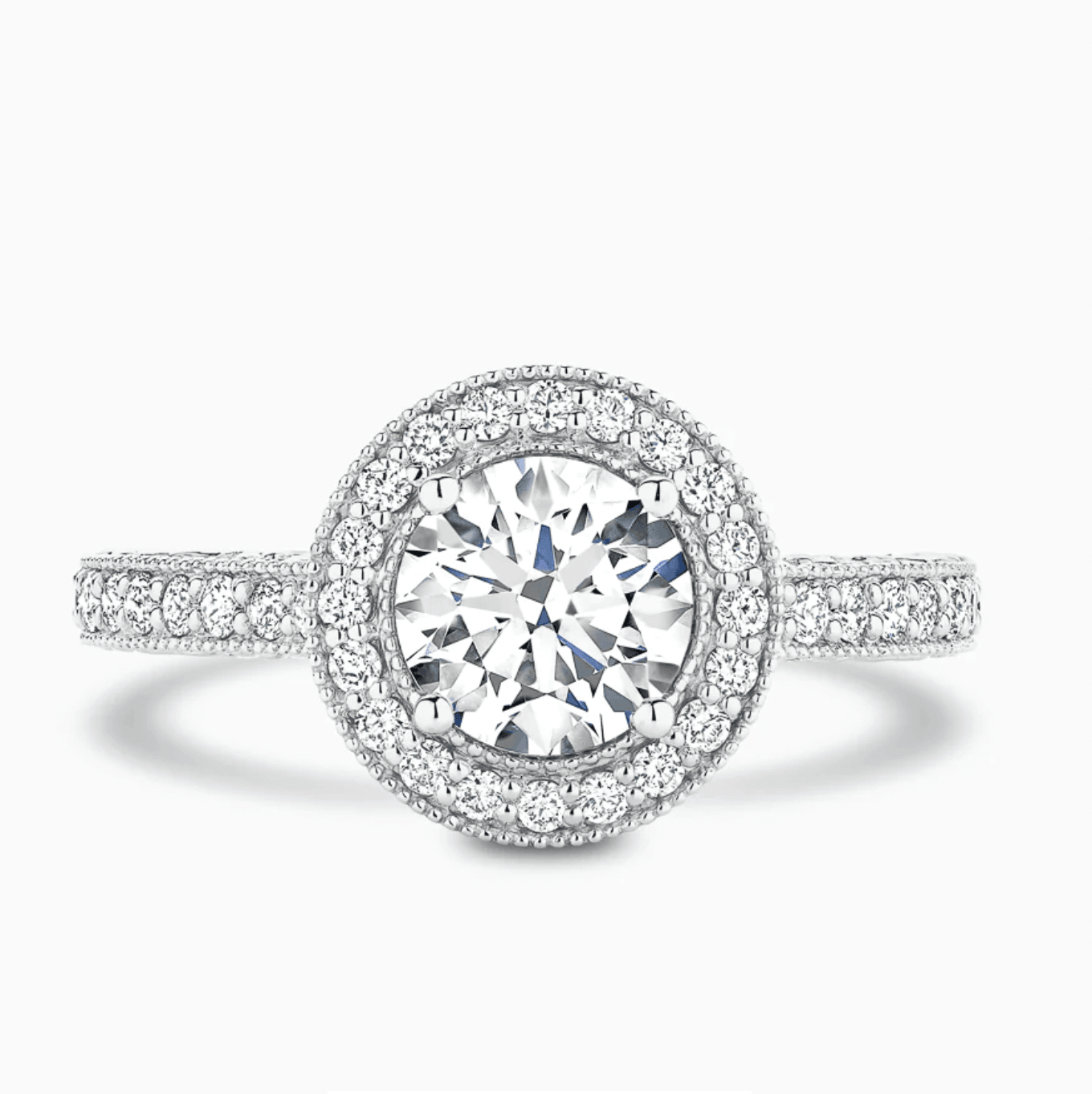 1 carat halo round cut moissanite ring | Moissanite ring in gold and 925 sterling silver| GRA certified moissanites