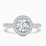 1 carat halo round cut moissanite ring | Moissanite ring in gold and 925 sterling silver| GRA certified moissanites