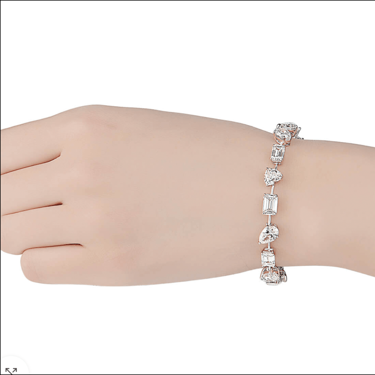 Emerald cut and mix carat tennis bracelet stack| In 925 sterling silver| GRA moissanites
