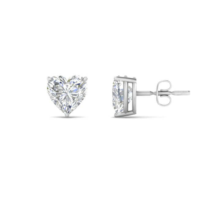 2 carat Moissanite heart cut ear studs | 925 sterling silver | GRA certified